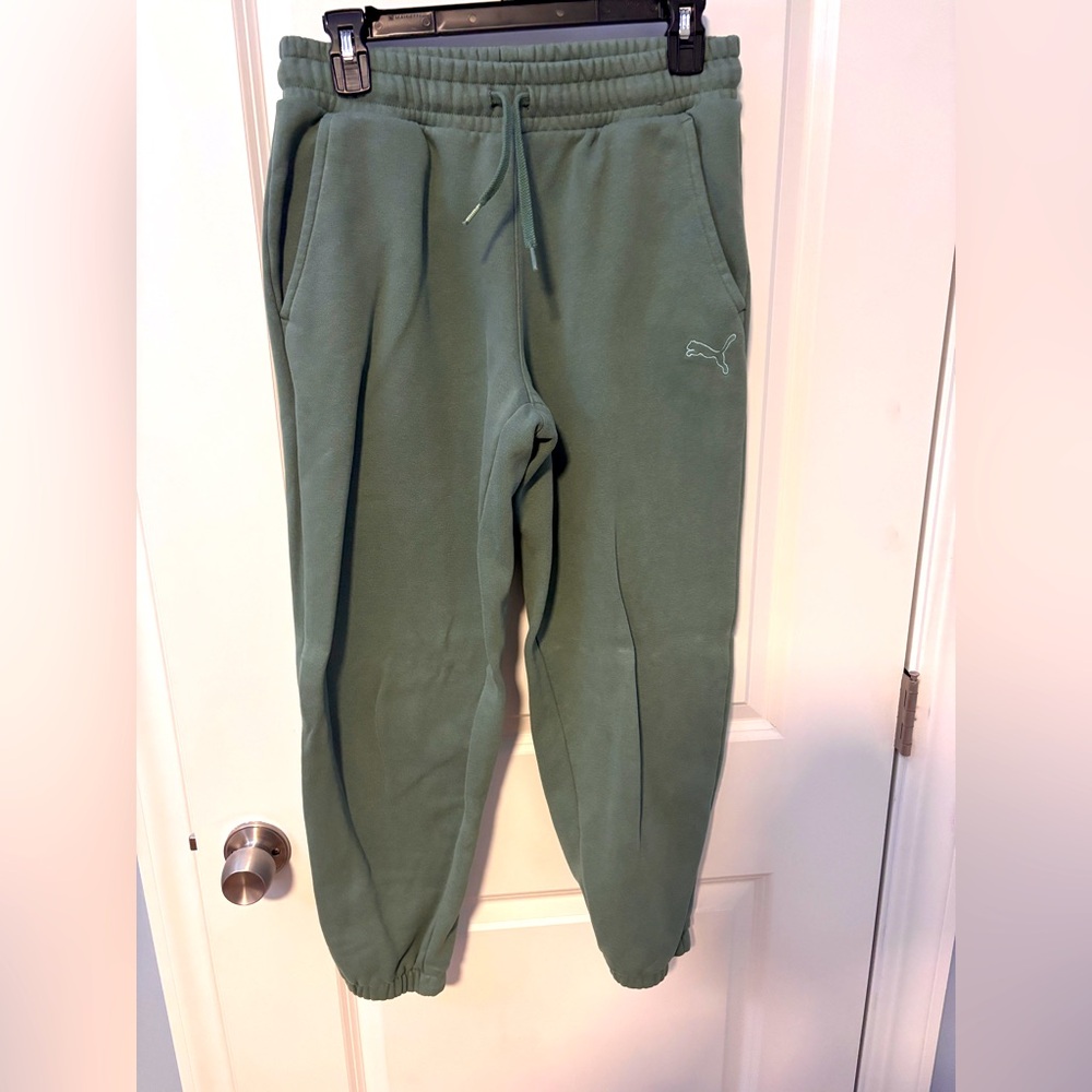 Green PUMA fleece sweatpants